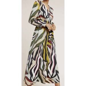 Anthropologie Corey Lynn Calter Zebra Print Wrap Maxi Dress Size Small